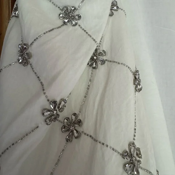 New RHODE Elsa Embellished Cotton Wrap Minidress size S - Picture 9 of 16